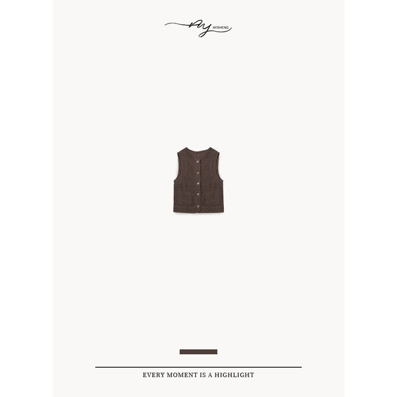 TXB 夏款百搭休闲通勤亚麻马甲71027