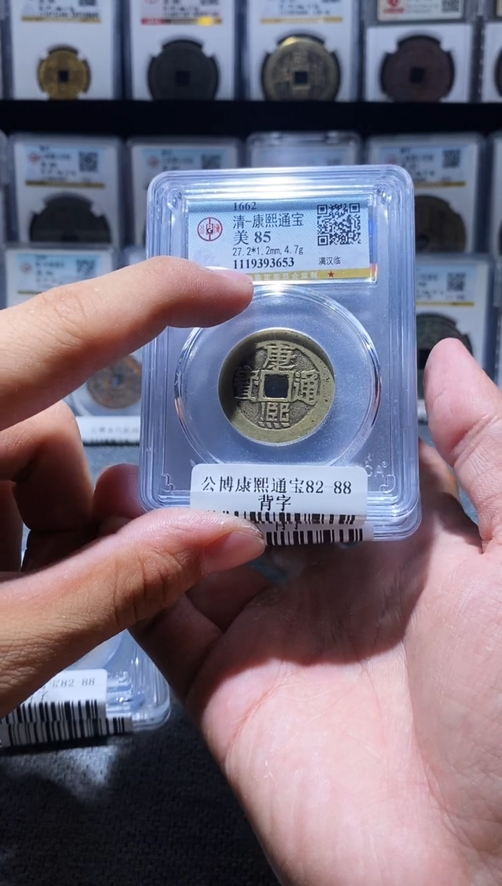 铜A042龙公博康熙通宝背字85分临