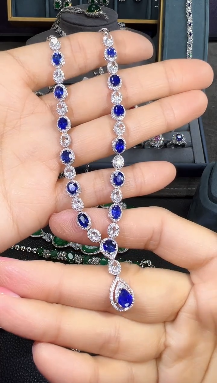 【闪购商品】蓝宝石项链18K金镶嵌项链