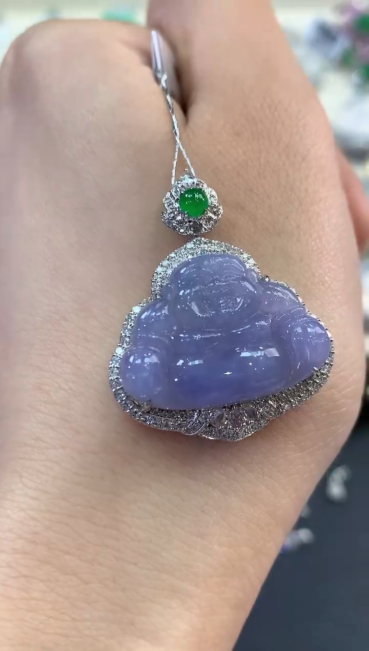 【闪购商品】翡翠吊坠(不含链)18K金镶嵌q85 有色差