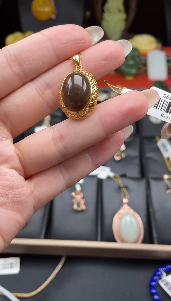 颈饰银S925镶嵌和田玉kh18多样性发其一