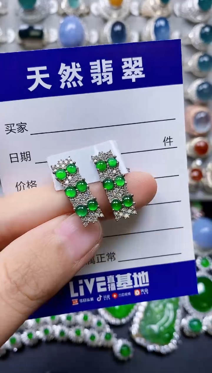【闪购商品】翡翠耳饰银S925镶嵌0362