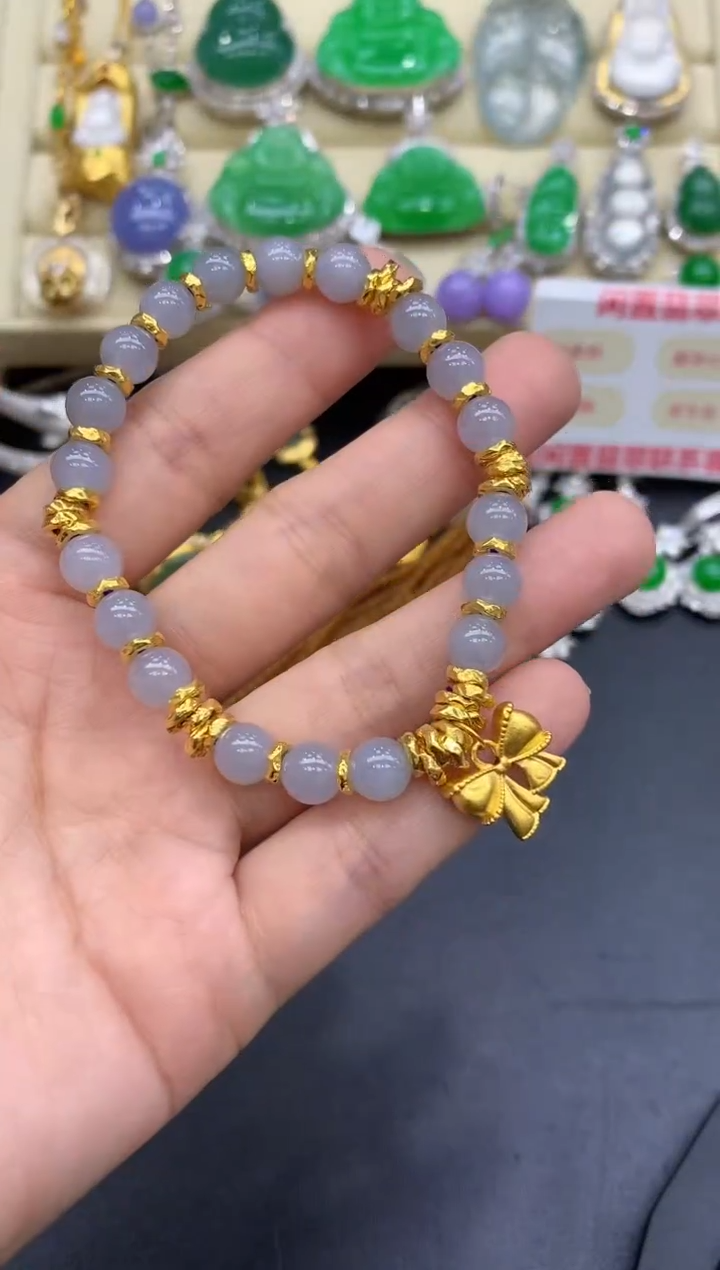 足金镶嵌手链翡翠251-中国好珍宝