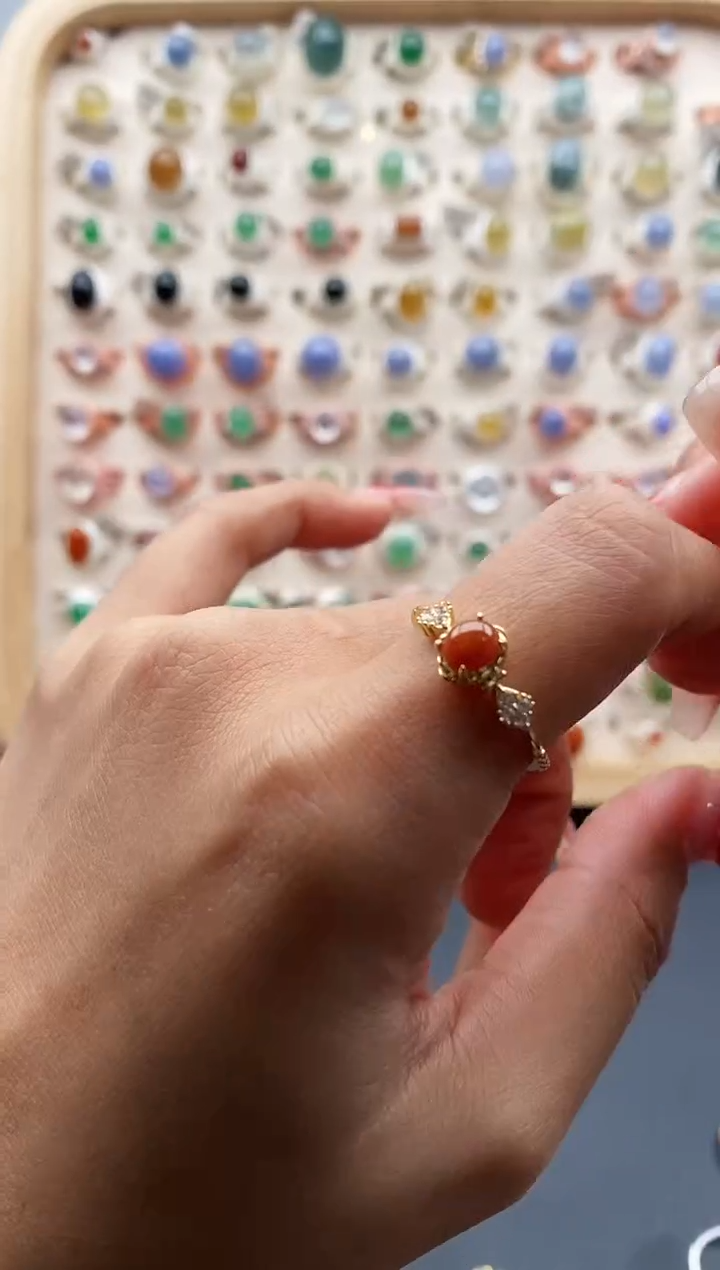 【闪购商品】翡翠戒指银S925镶嵌缅甸天然A货翡翠333 8+8