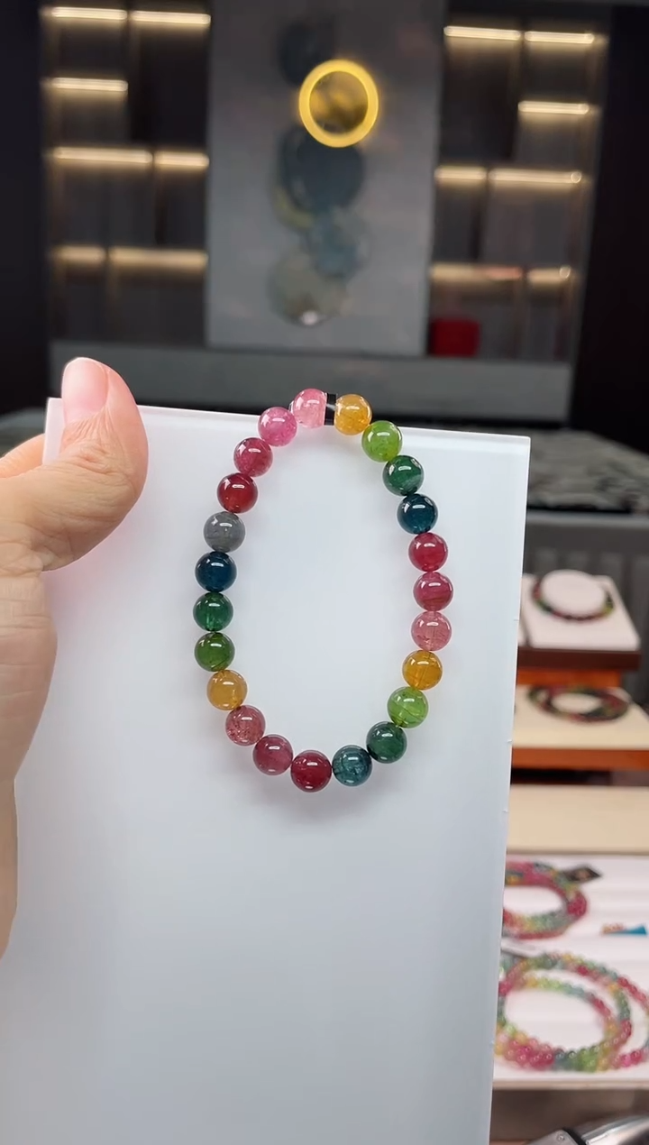 未镶嵌老矿碧玺单圈手串8mm+碧玺（多样性发一条）Q