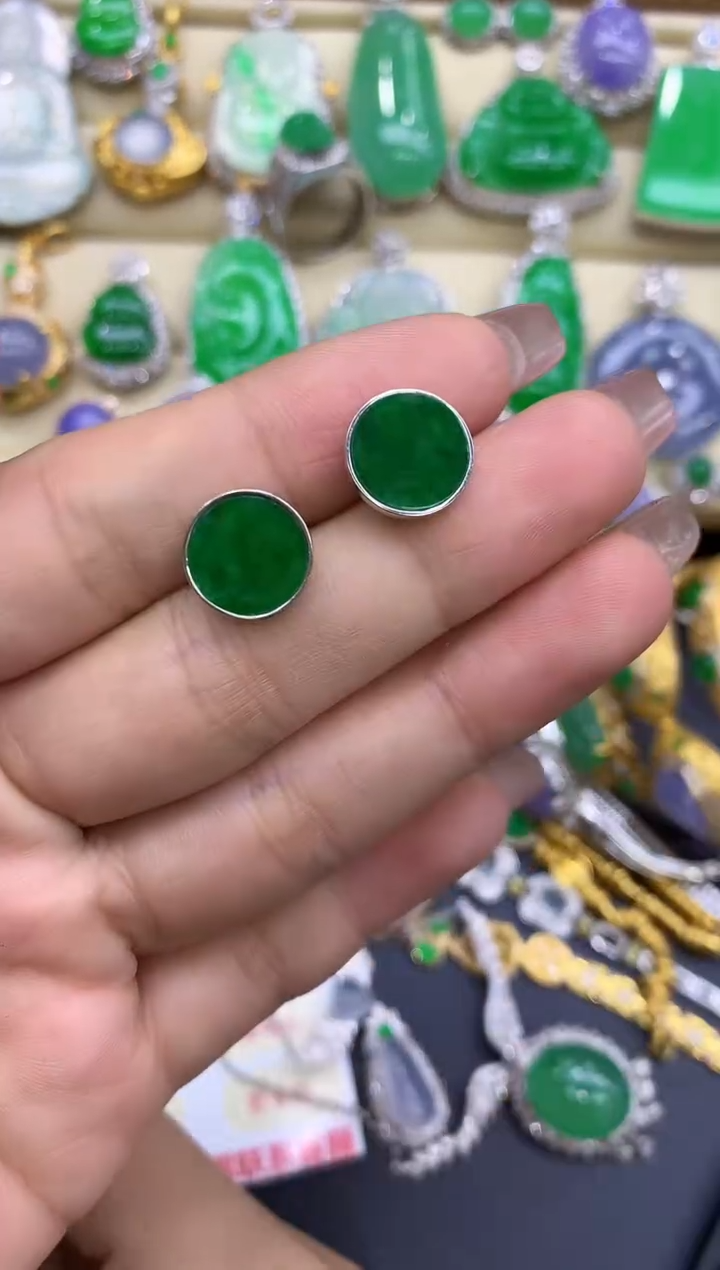 18K金镶嵌翡翠耳饰154-中国好珍宝