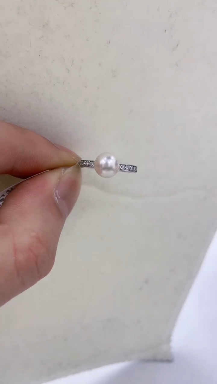 银S925镶嵌戒指海水珍珠  