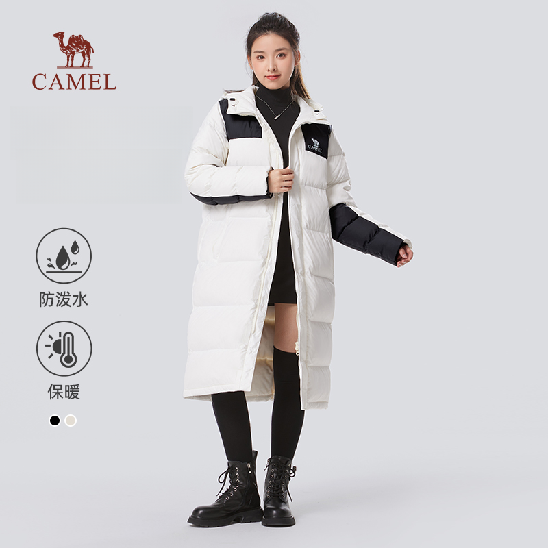 骆驼中长款羽绒服情侣2025冬季新款连帽加厚防泼水保暖外套