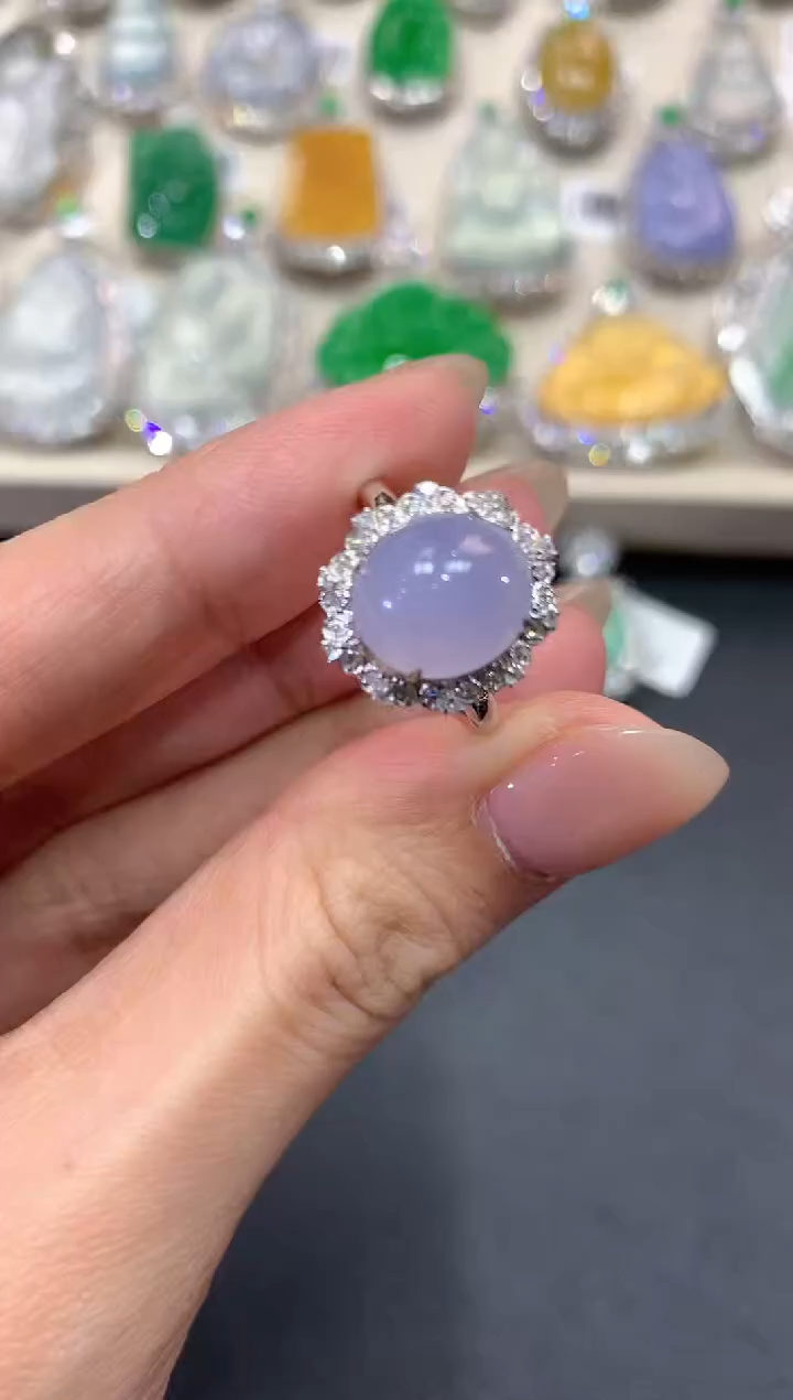 【闪购商品】翡翠戒指18K金镶嵌q42紫货有色差多样性一件发