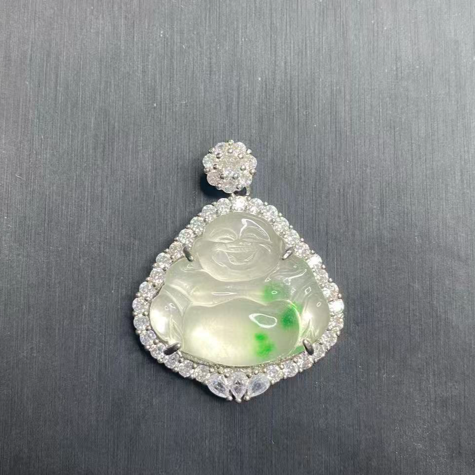 小白精选06精品镶嵌绿花佛公吊坠