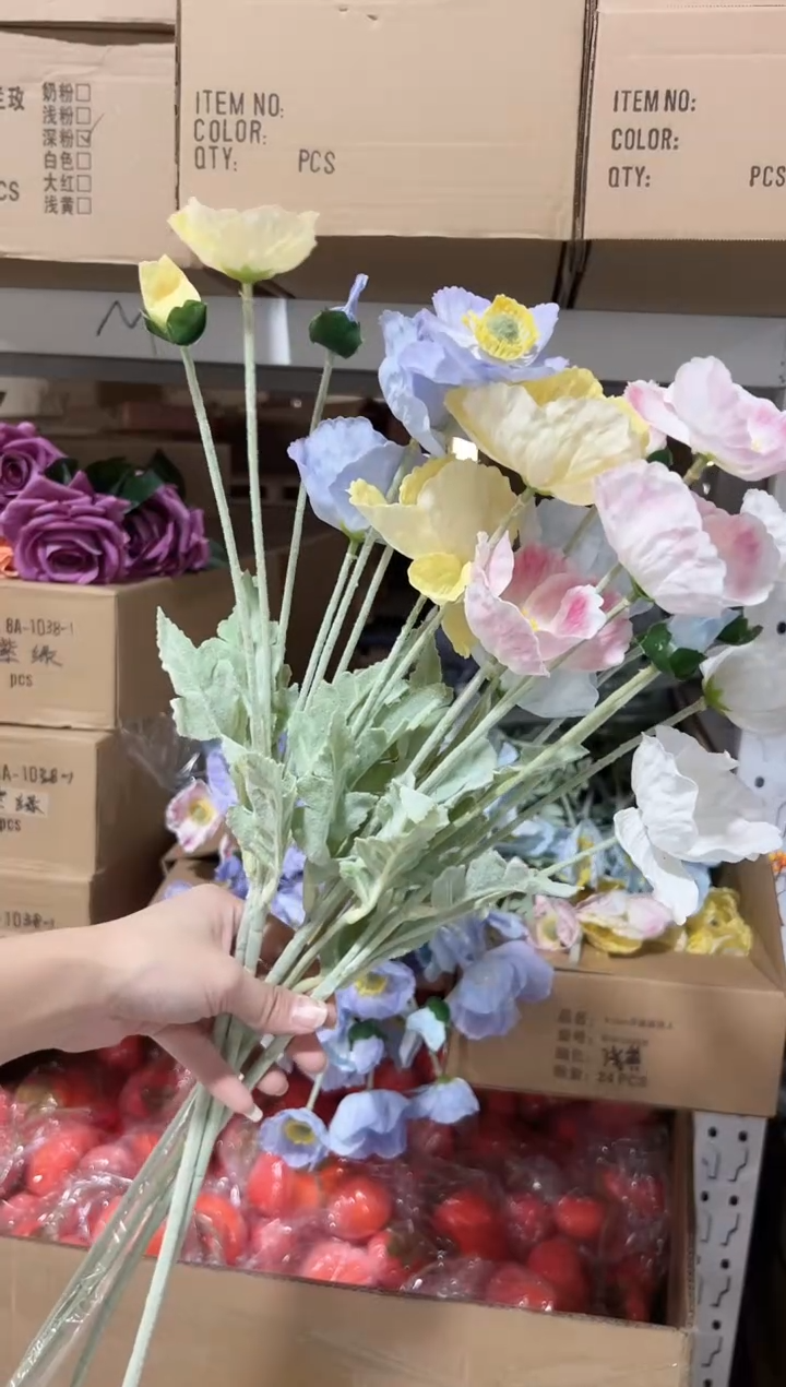 5枝混色手感保湿虞美人