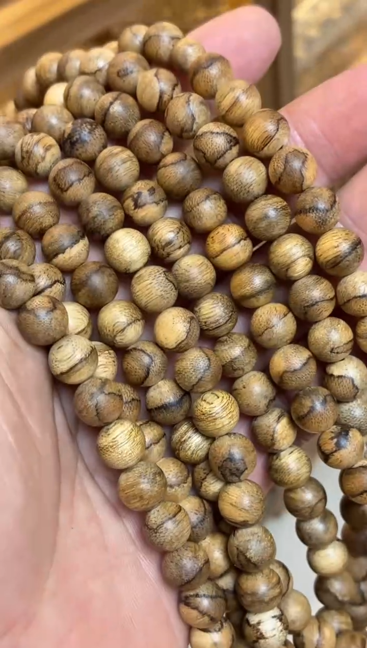 沉香手串 菲律宾圆珠长串虎皮纹0.9多样性发其一33