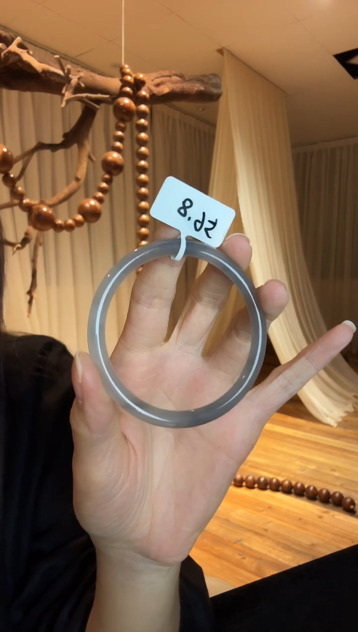 未镶嵌手镯和田玉烟紫叮当镯56.8