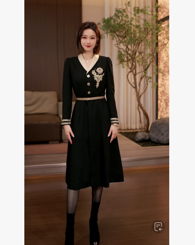 【腔调私服】Molly 时尚气质显瘦轻奢重工洋气优雅 连衣裙 M2530307