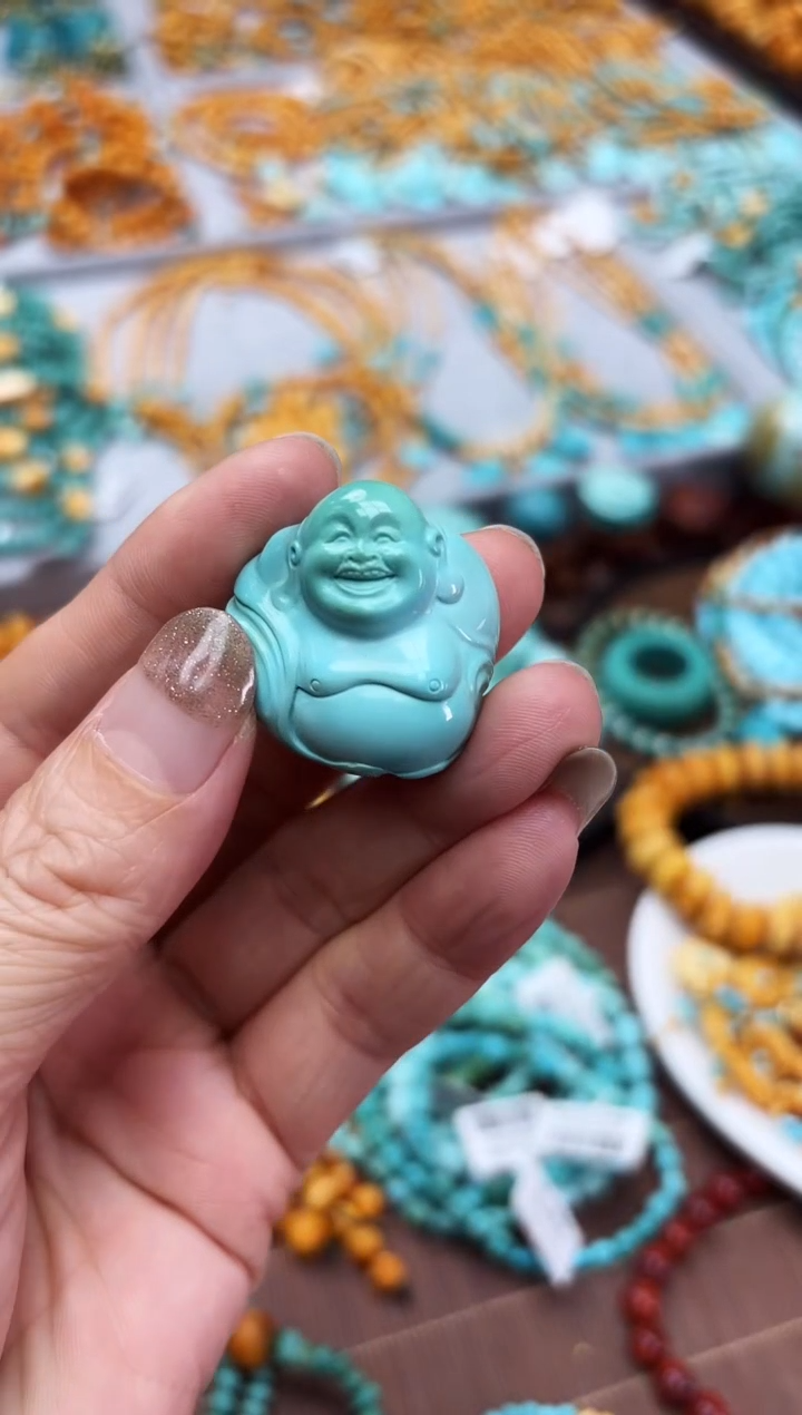 【闪购商品】绿松石裸石未镶嵌绿松石笑佛