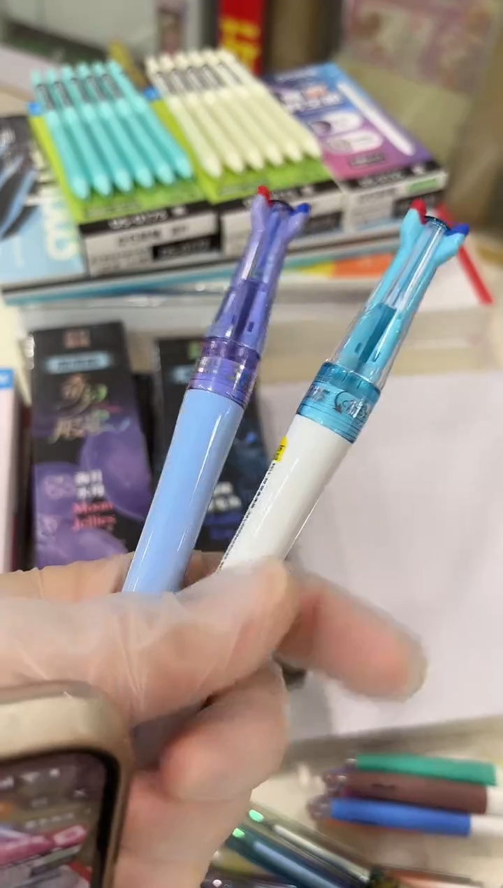 石头DS-6254三色按动中性笔---白蓝杆+蓝紫杆各1支