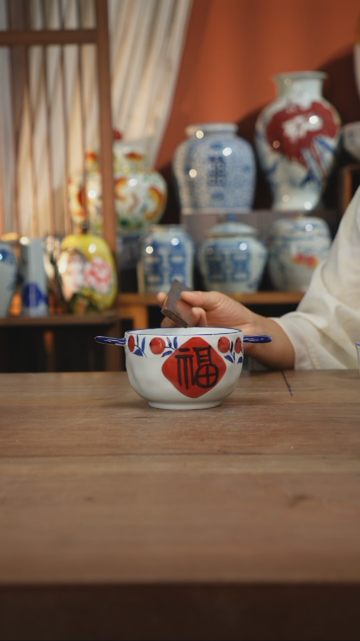 现代 景德镇设计师釉下手绘陶瓷餐具