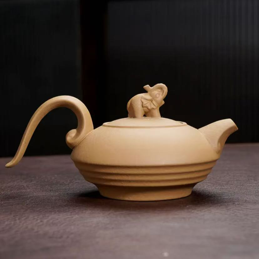 S041原矿宜兴紫砂黄段吉象壶黄金段家用紫砂壶泡茶器