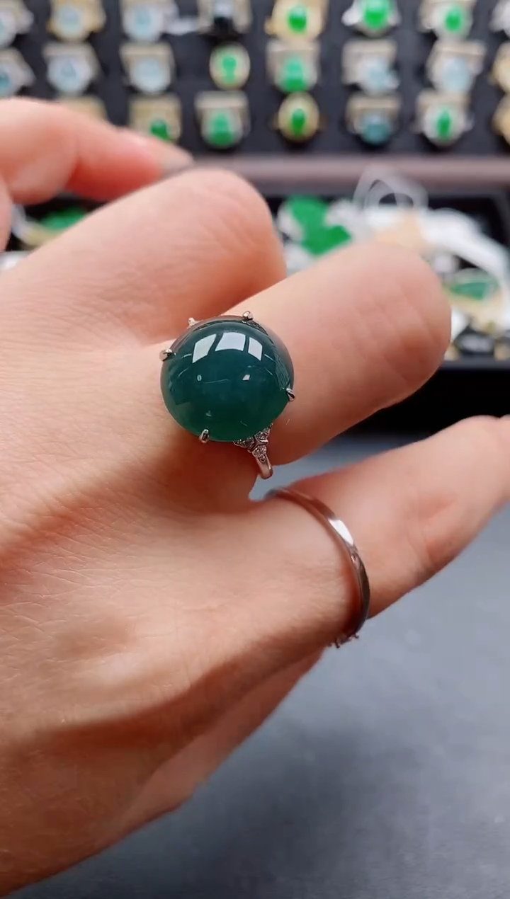 银S925镶嵌戒指翡翠1