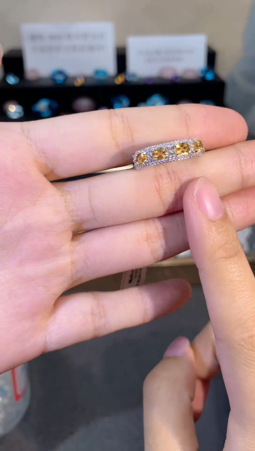 银S925镶嵌戒指黄晶天然宝石