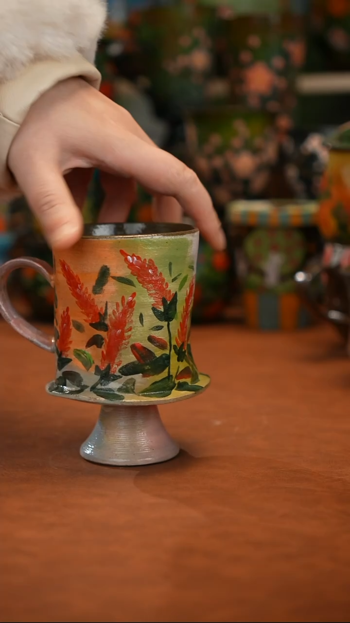 紫砂油画釉下彩手绘