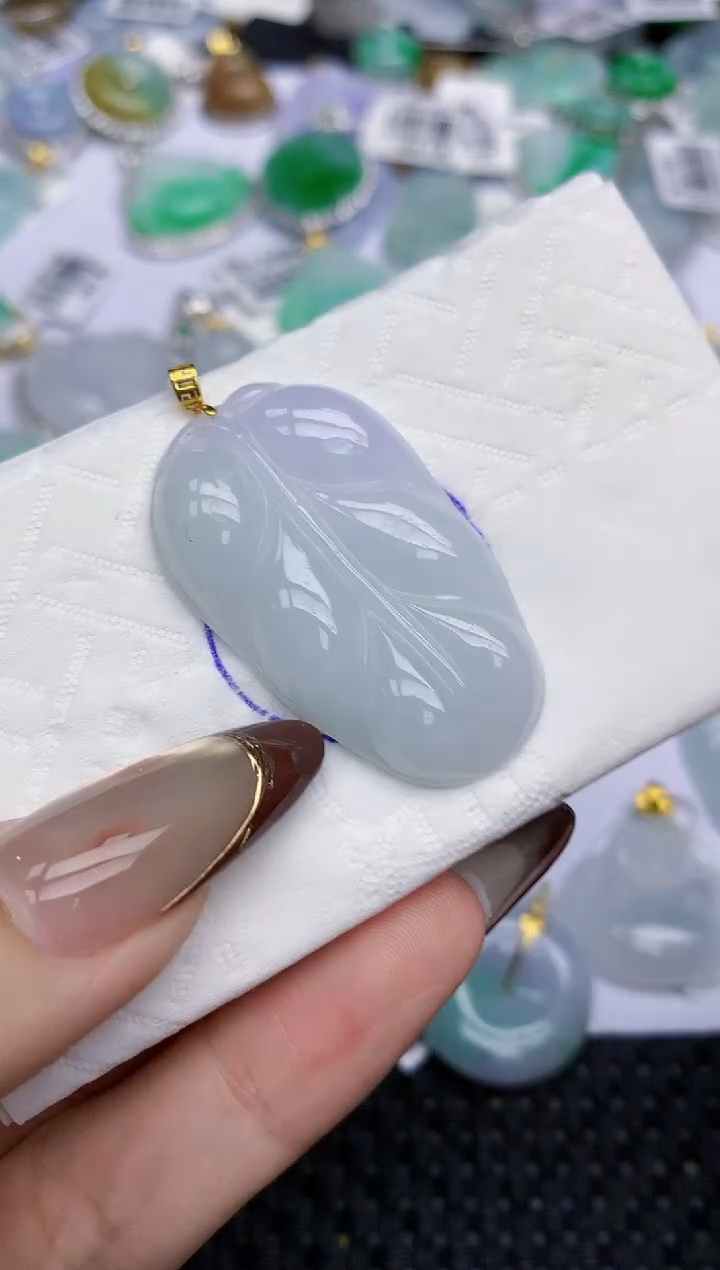 颈饰18K金镶嵌翡翠223   天然翡翠A货  百元以上9米证书费自理