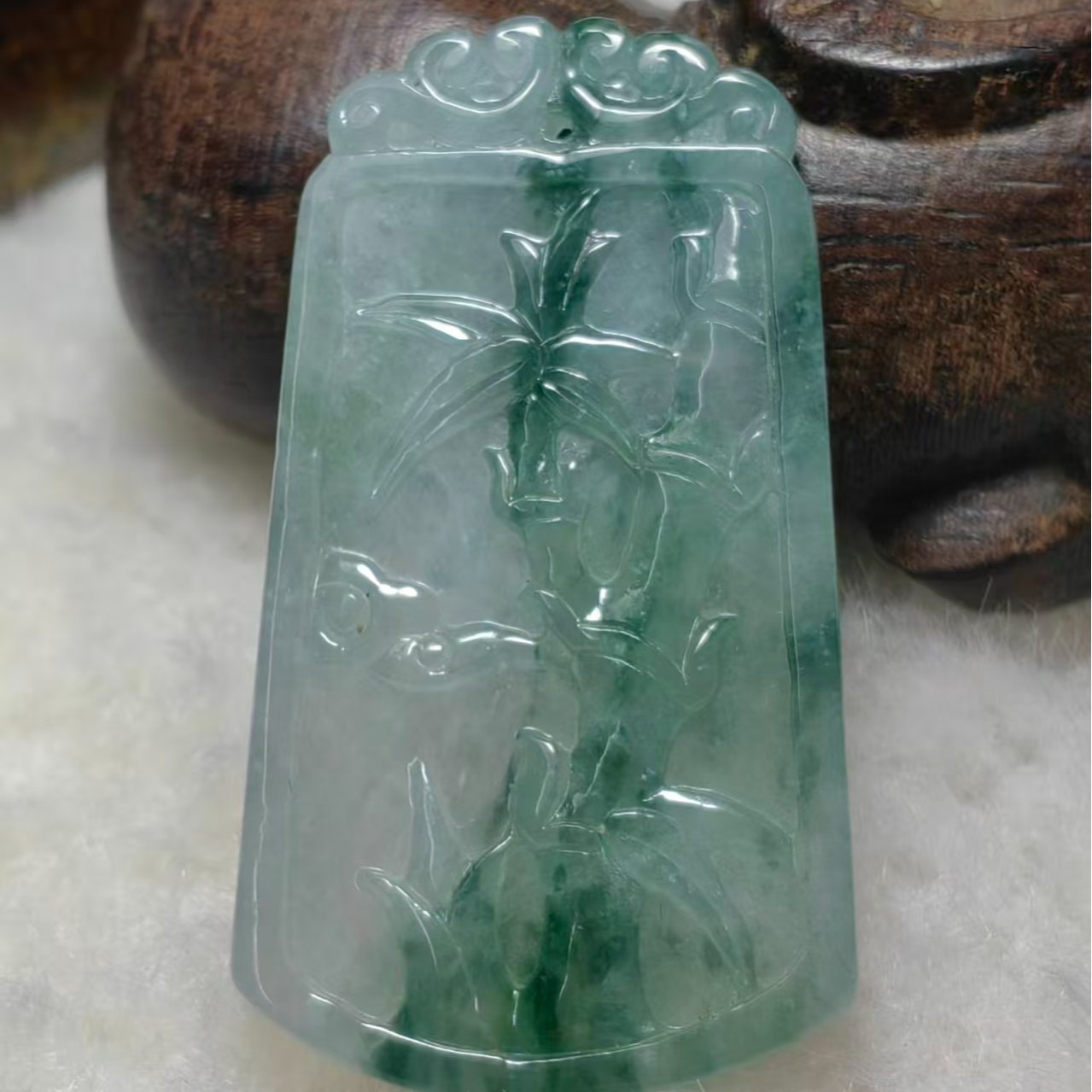 A货冰种飘绿节节高升无事牌翡翠挂件高品质百搭 43.5*24*4