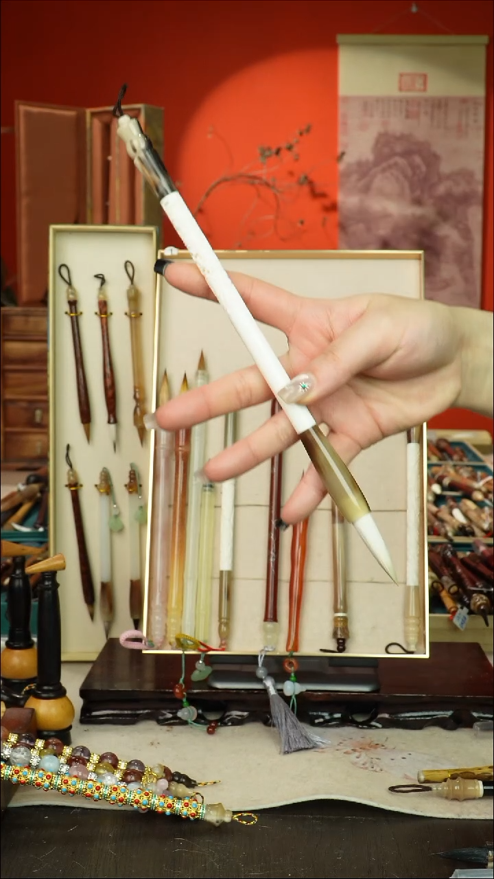 208号闪孤品高货毛笔链接 清水试笔 蘸墨不退