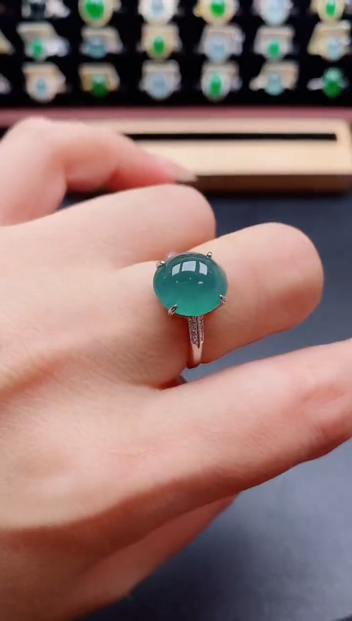 银S925镶嵌戒指翡翠1