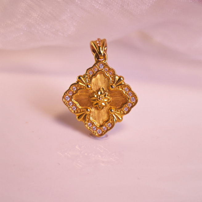 【sy】18K金拉丝布契拉蒂吊坠 卡约18*25mm
