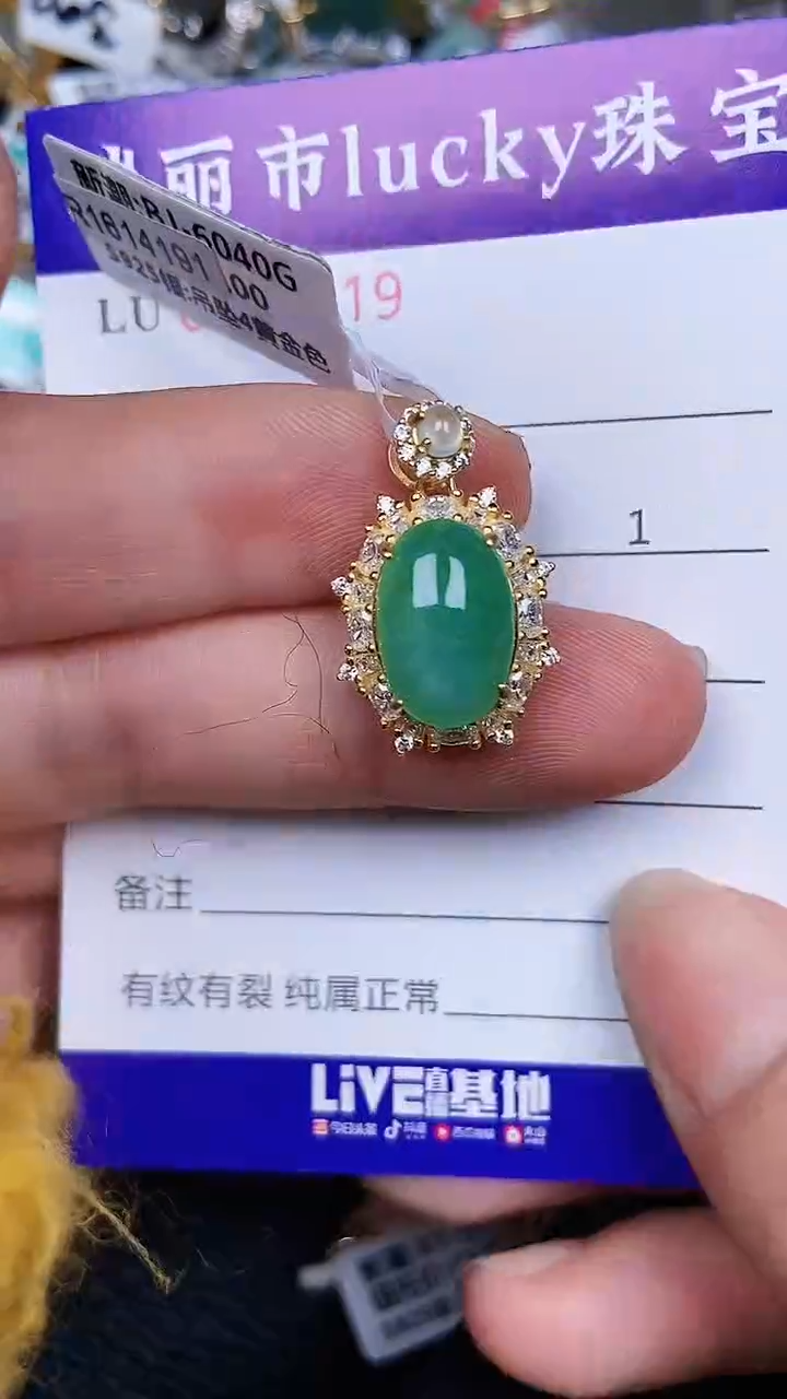 颈饰银S925镶嵌翡翠1519