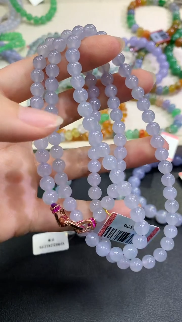 【闪购商品】翡翠手串未镶嵌D93  紫货有色差