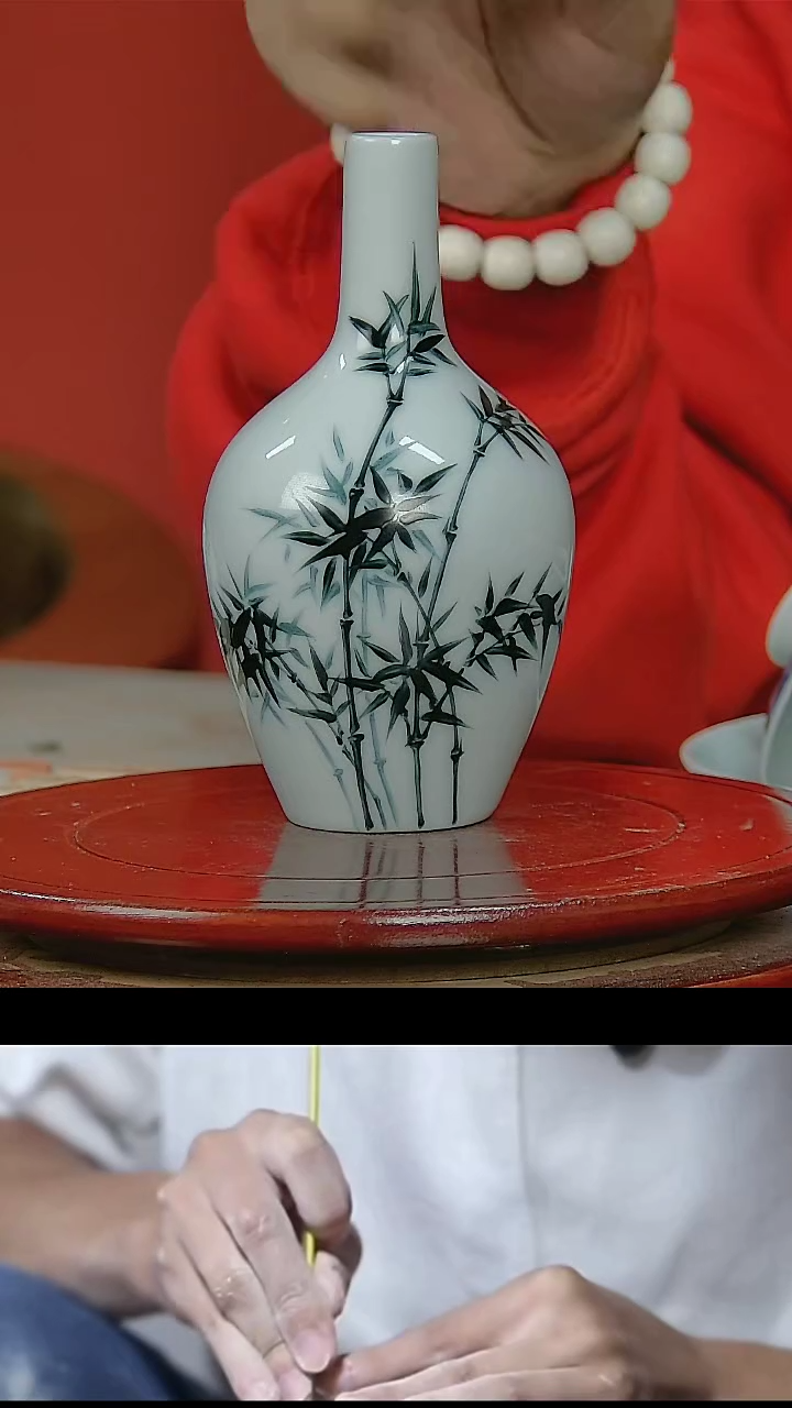 【闪购商品】006国营好瓷釉上彩竹子画片小赏瓶