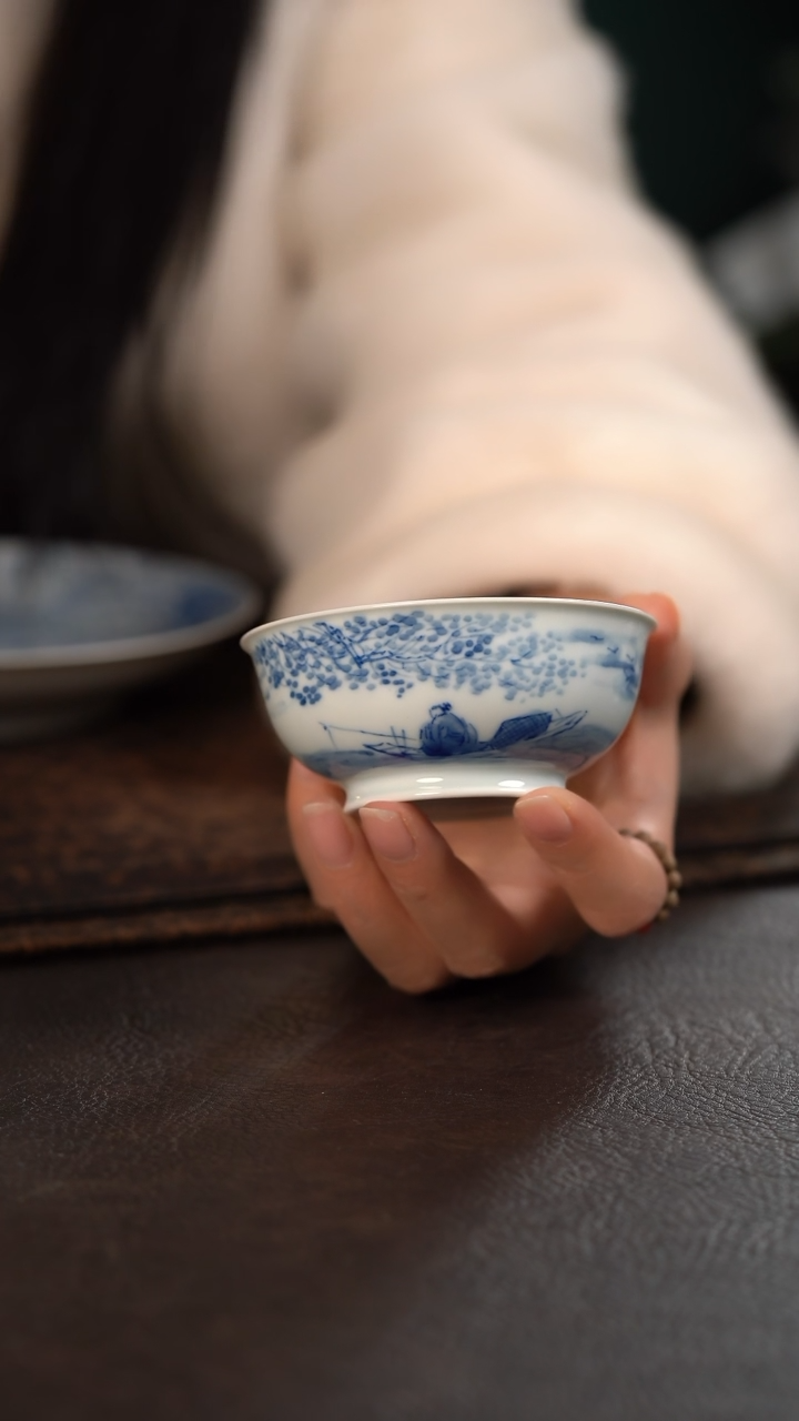 【闪购商品】杯470号HLX陶瓷写意山水高脚普洱杯