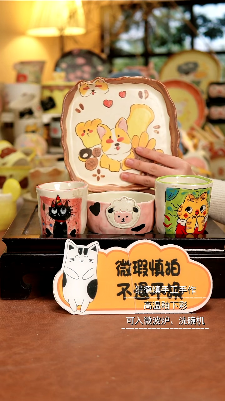 摆件陶景德镇手作陶瓷微瑕