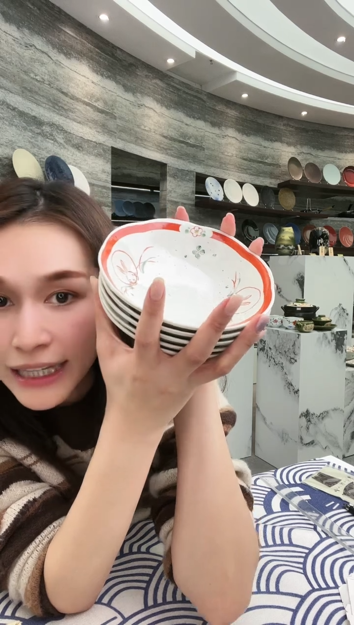 【闪购商品】瓷赤绘5件套16cm煮物钵