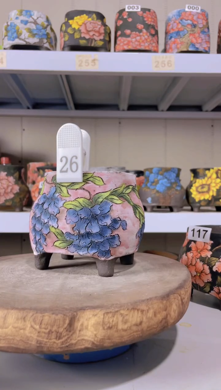摆件小**?26陶花岛花盆罐—手工痕迹默认，大小会有1-2公分误差