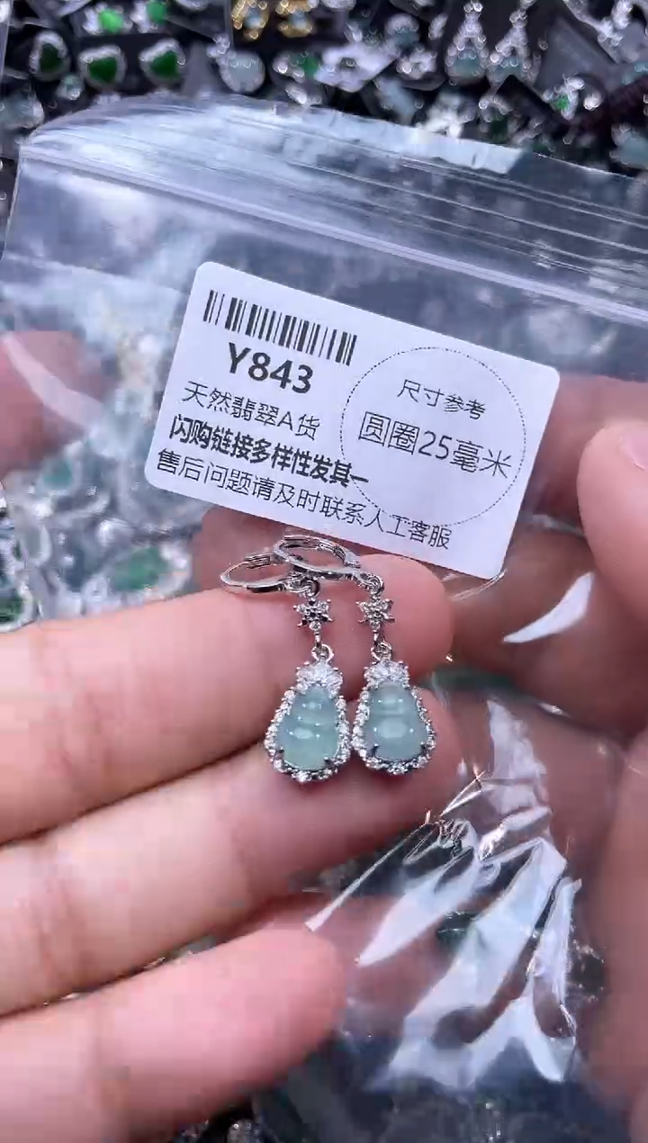 【闪购商品】翡翠颈饰未镶嵌Y843耳扣