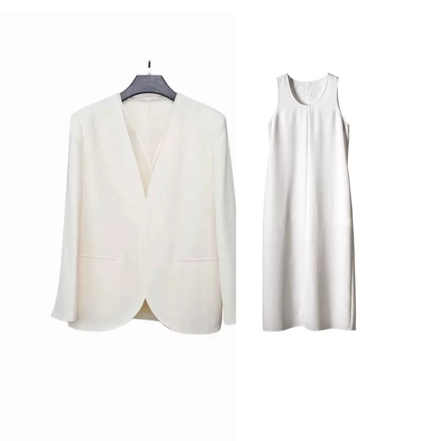 西装套裙女2025早秋新款高端中长款职业通勤连衣裙显瘦西服套装