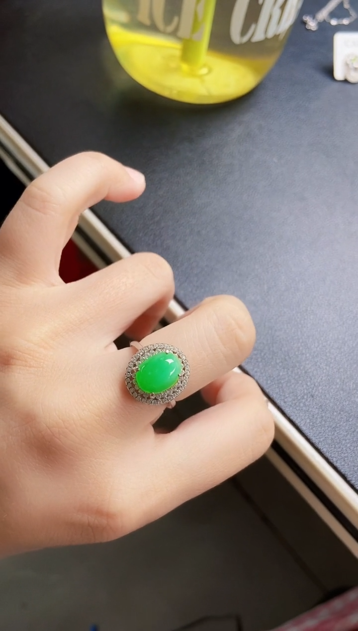 翡翠戒指银S925镶嵌789879