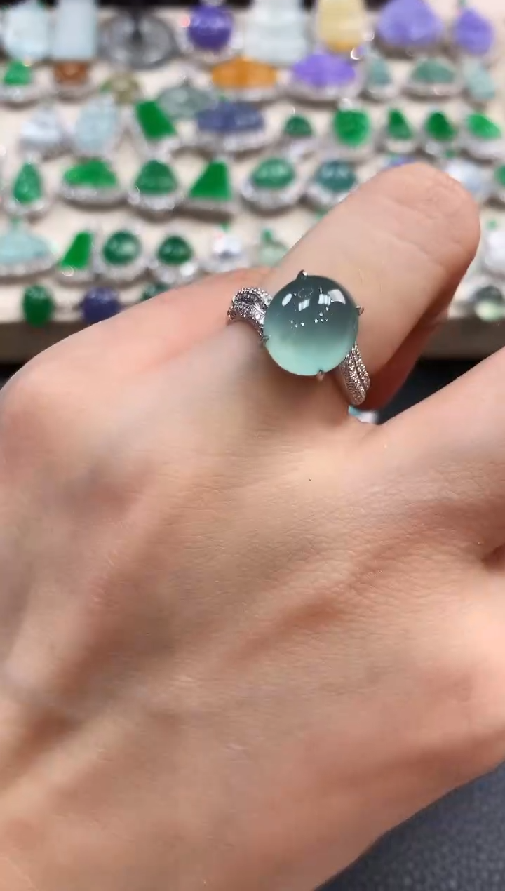 【闪购商品】翡翠戒指18K金镶嵌m12       