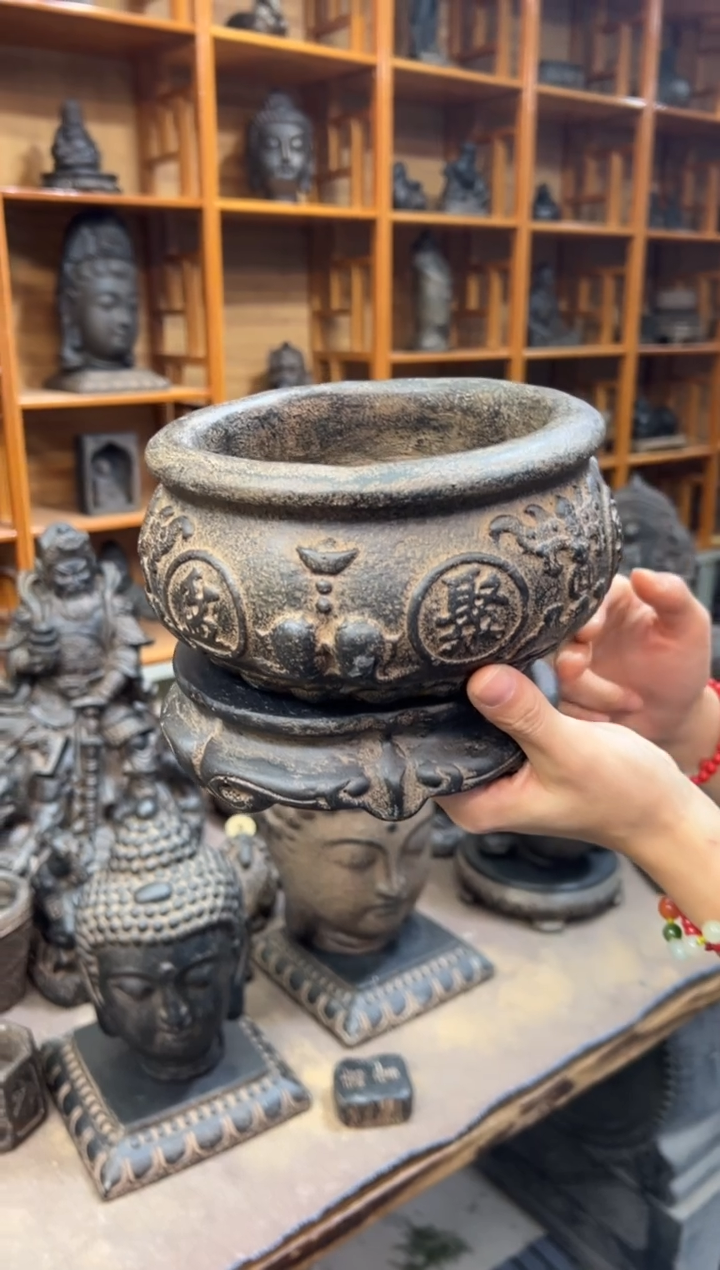 陶土【火山泥】聚宝盆+金箍坛底座