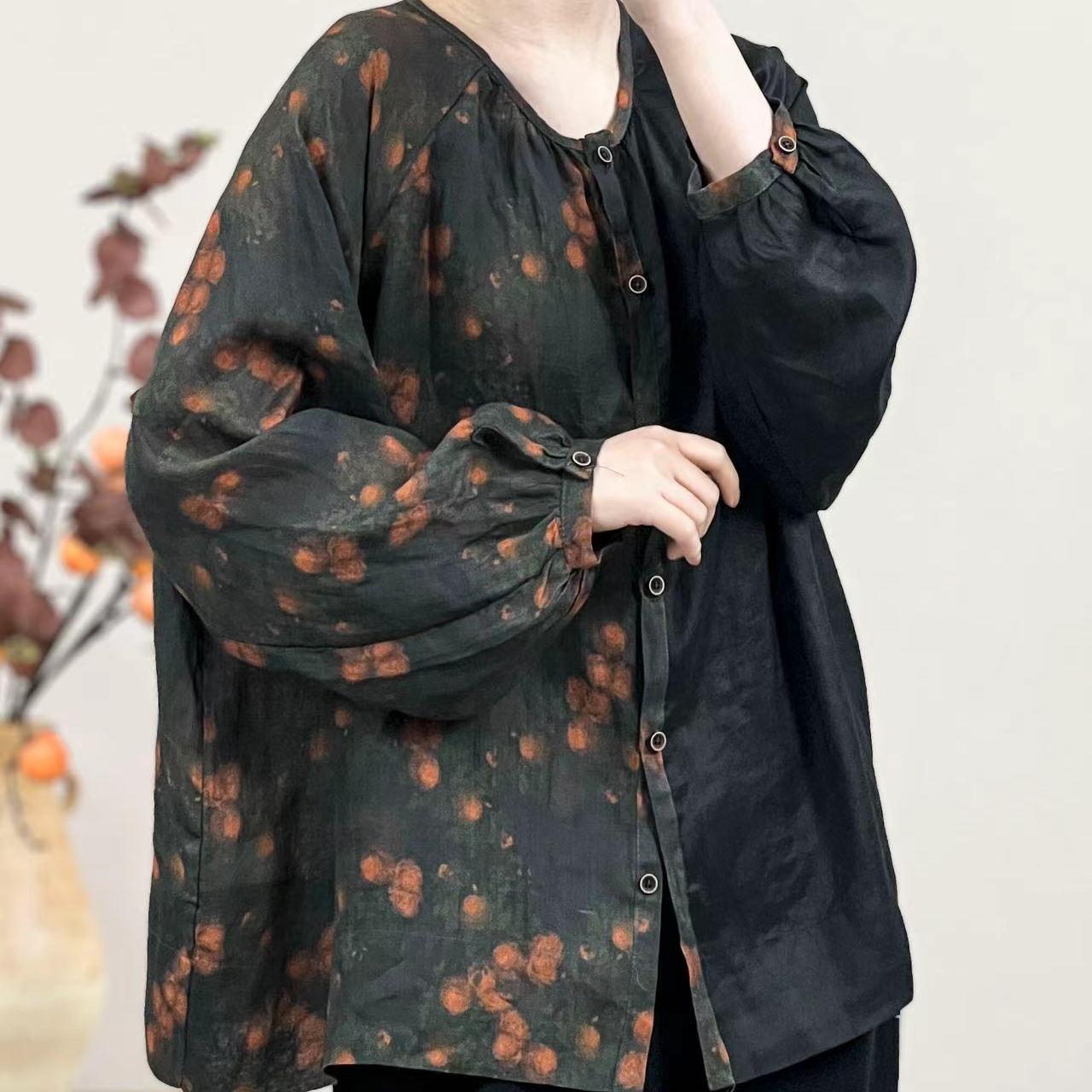 7256新款春季文艺复古优雅气质宽松休闲减龄衬衫QZ