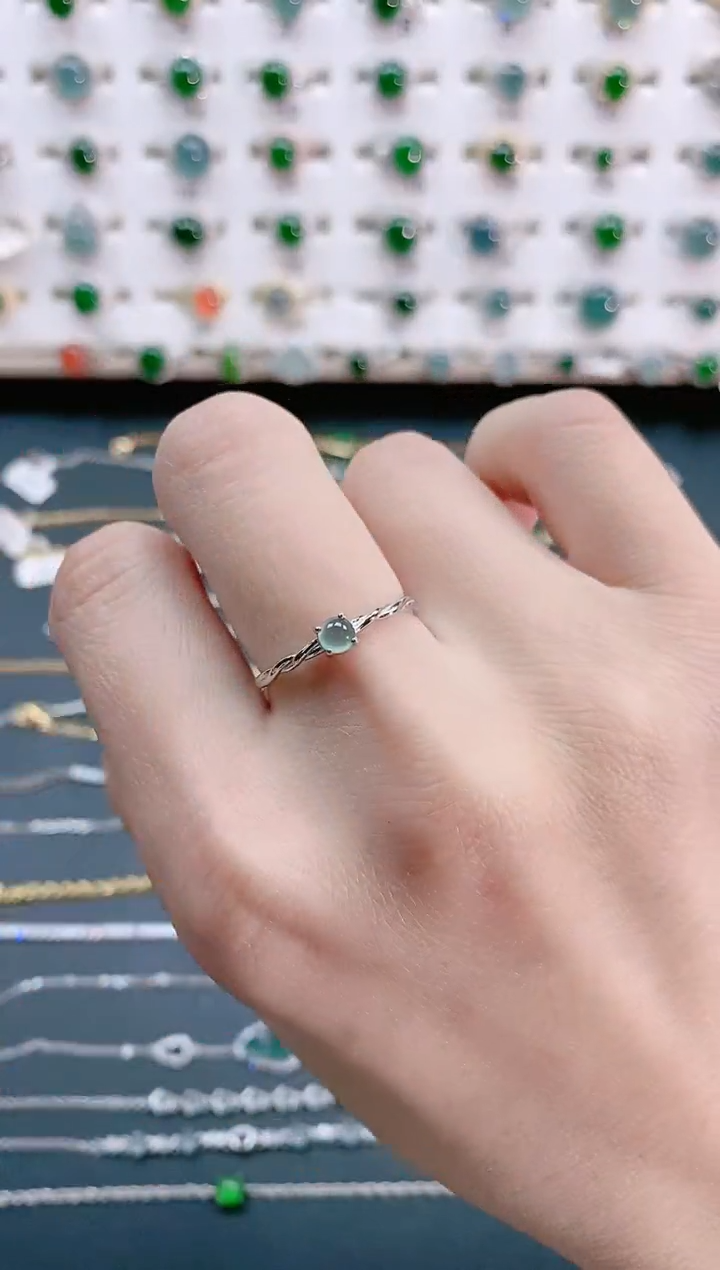 【闪购商品】翡翠戒指银S925镶嵌天然翡翠