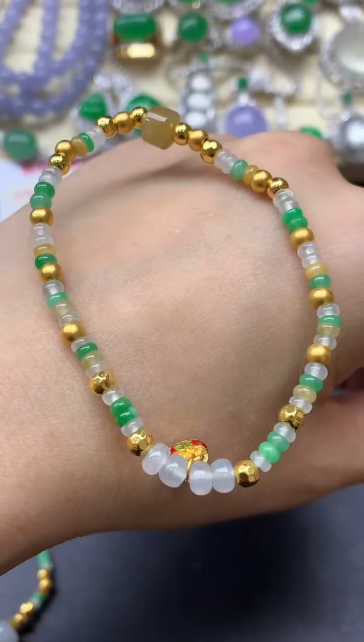 足金镶嵌手链翡翠333-中国好珍宝