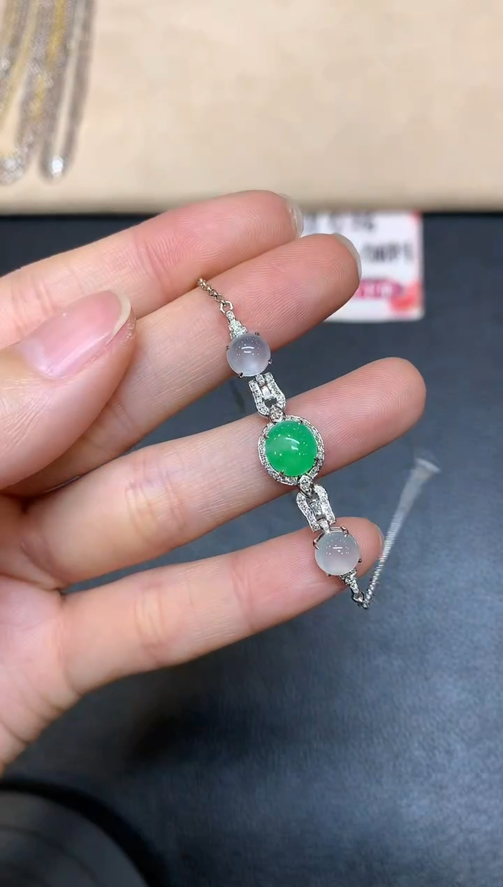 【闪购商品】翡翠手链18K金镶嵌【无鉴赏期