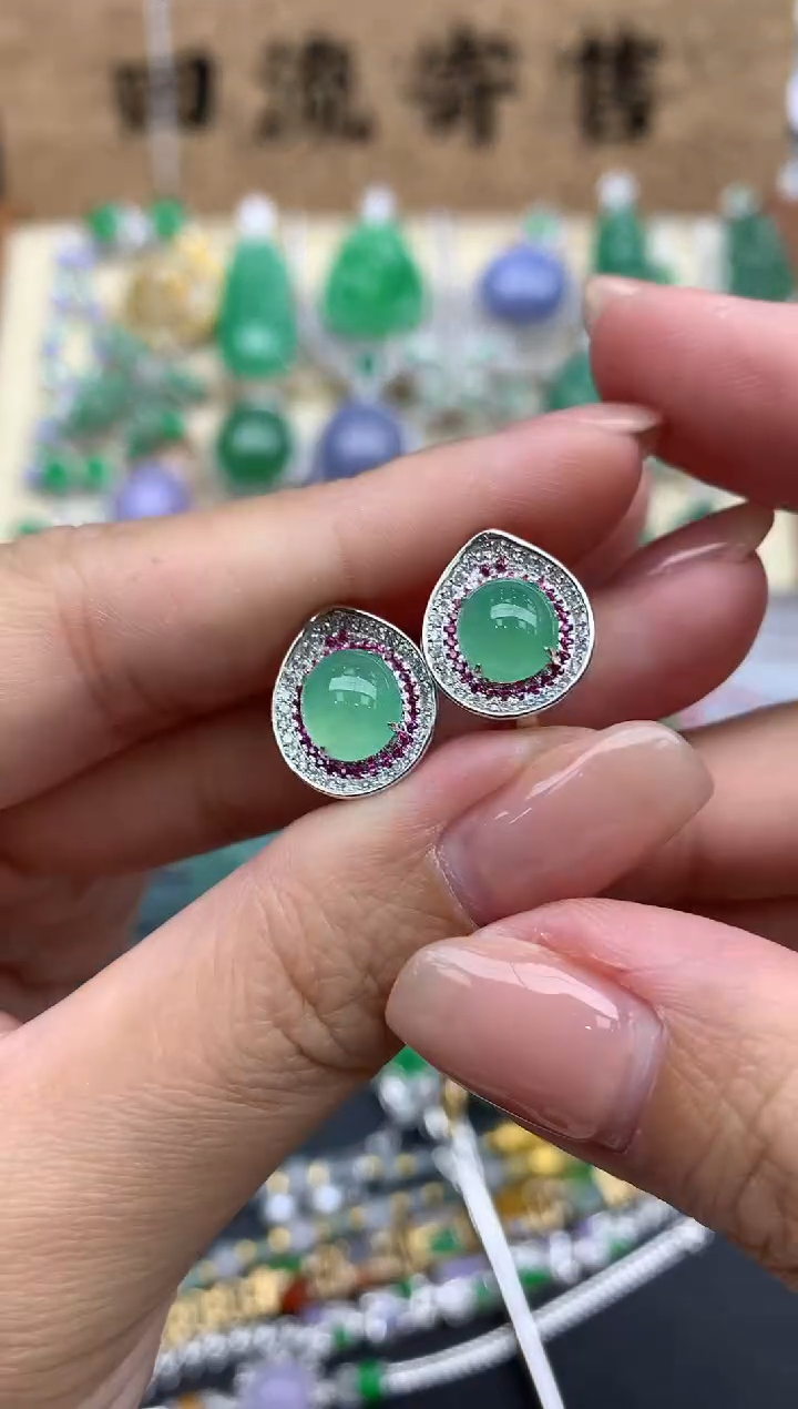 【闪购商品】翡翠耳饰18K金镶嵌296-中国好珍宝