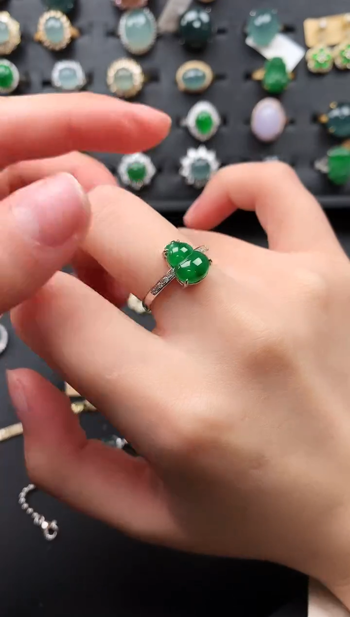 【闪购商品】翡翠戒指银S925镶嵌34653463