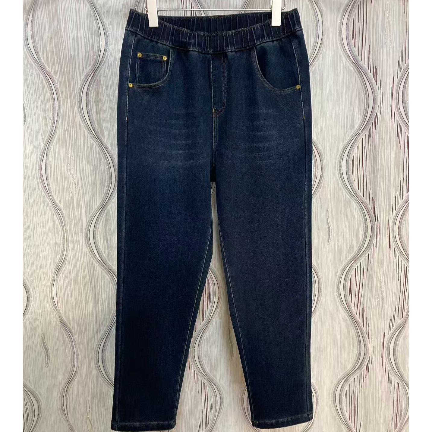 （新）胖人坊大码女装加绒牛仔裤01478   衣长99