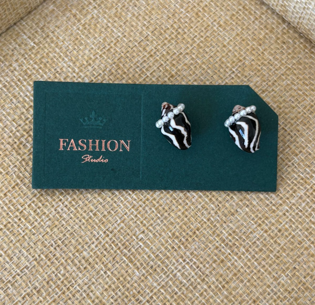 非金属仿珍珠耳饰 耳钉素款贝壳手作女森系优雅轻奢百搭法式拼色